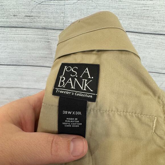 Jos A Bank Men's Khaki Traveler's Collection Twill Cotton Dress Pants Size 38x30 - Picture 10 of 10